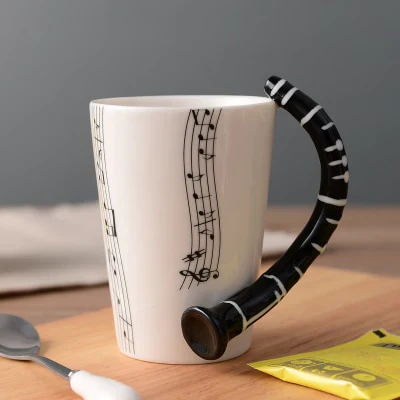 HULIANFU Novelty Music Note Cup Ceramic Guitar Coffee Mugs Personality Tea/Milk/Juice/Lemon Water Bottle Christmas Birthday Gift - Deanwangkt
