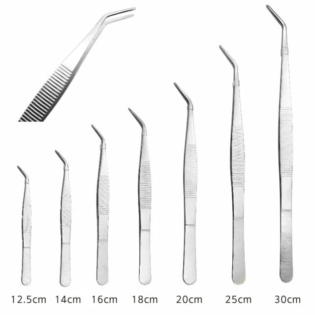 HULIANFU Stainless Steel 430 Anti-iodine Medical Tweezers Long Straight Forceps 12.5cm-30cm Straight Head Elbow Thicken Medical Tools - Deanwangkt