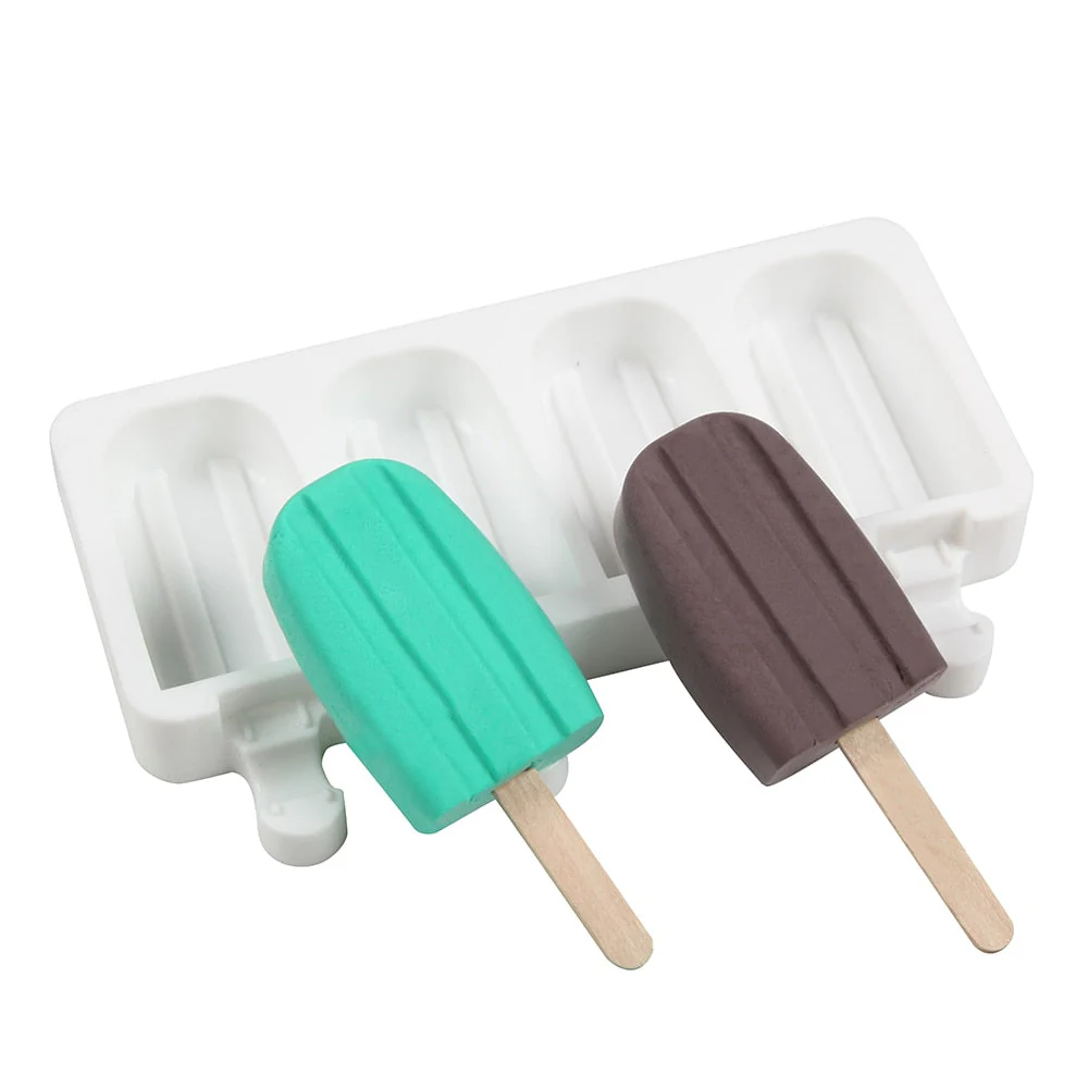 HULIANFU Silicone Ice Cream Mold  4 Holes Popsicle Cube Maker Mould Chocolate Tray Kitchen Gadgets Dining Bar Home Garden  Baking Tools - Deanwangkt