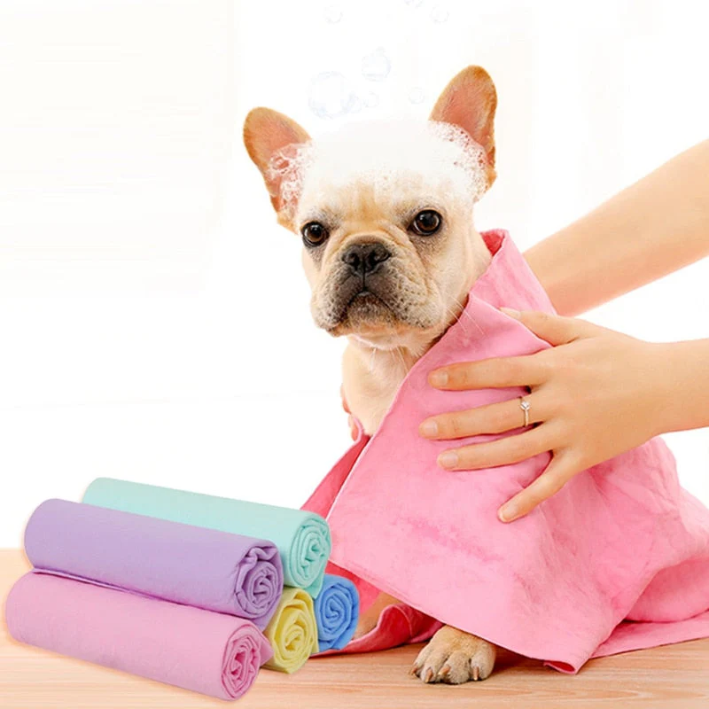 HULIANFU PVA Imitation Deerskin Pets Towel Quick-Drying Super Absorbent Cat Dog Bath-Towel Dry Hair Cleaning Multifunctional Pet Supplies - Deanwangkt