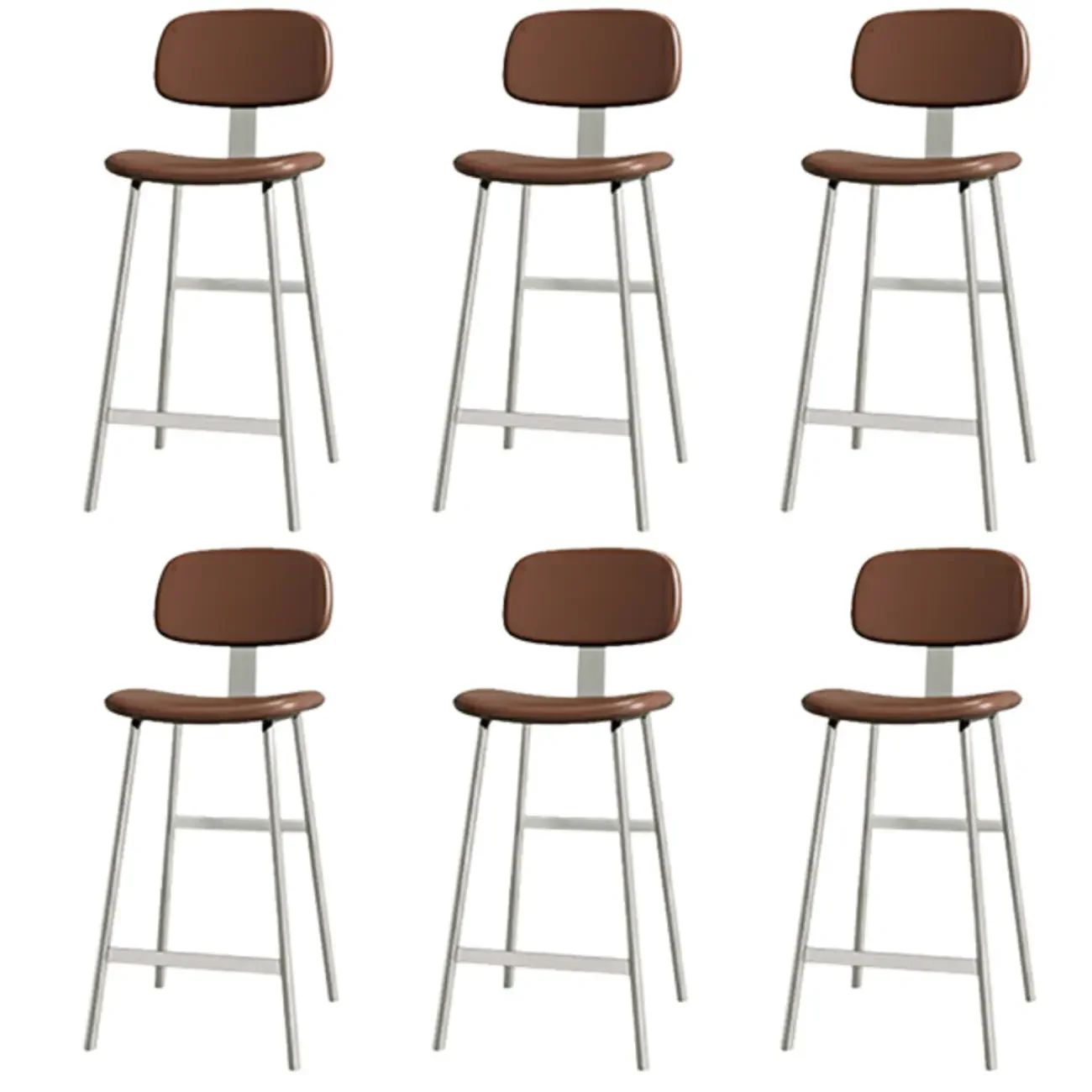 Industrial Faux Leather Metal Frame Bar Stools with Backs