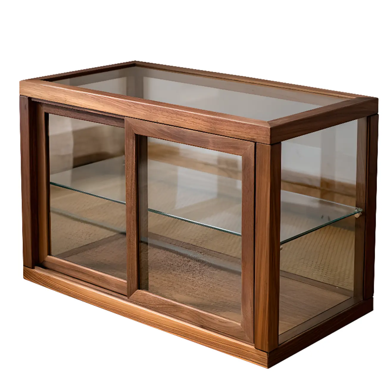 Small Wooden Glass Display Curio Cabinet Tableytop