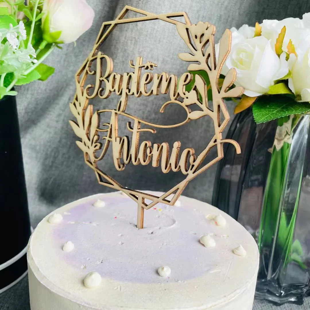 HULIANFU Personalized Names Wedding Cake Topper Geometric Custom Unique First Names Wedding Cake Topper  Decoration Bridal Shower - Deanwangkt