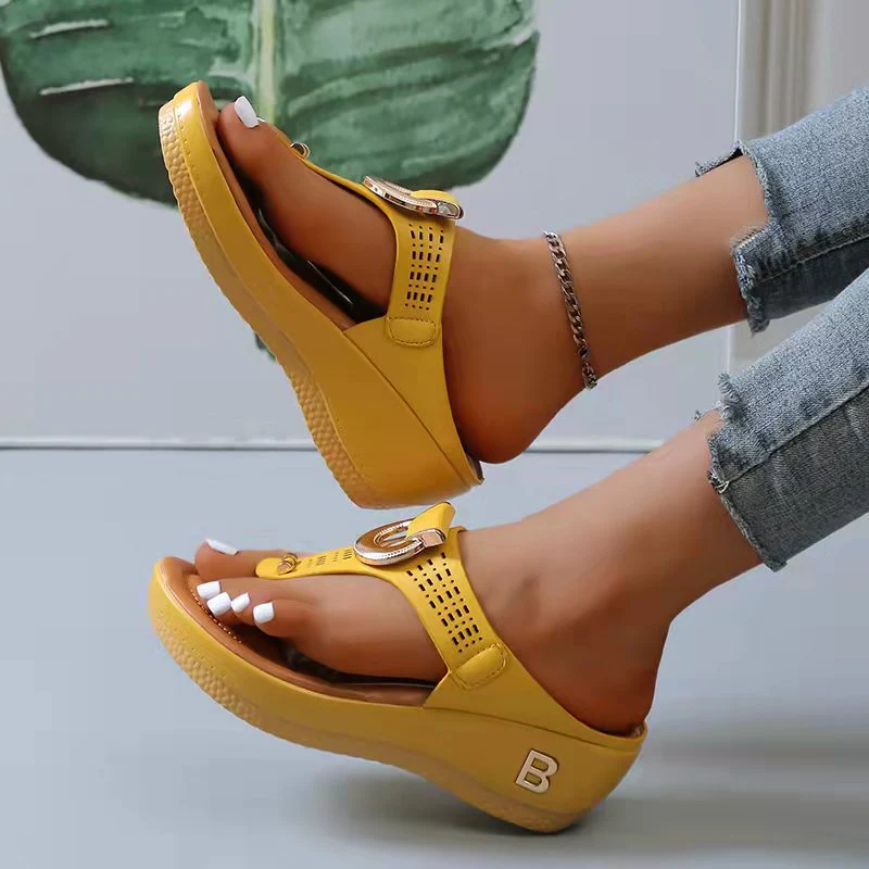 Women New Summer Sandals Open Toe Beach Shoes Flip Flops Wedges Comfortable Slippers Cute Sandals Chaussure Femme Plu Size 35~43 - Deanwangkt