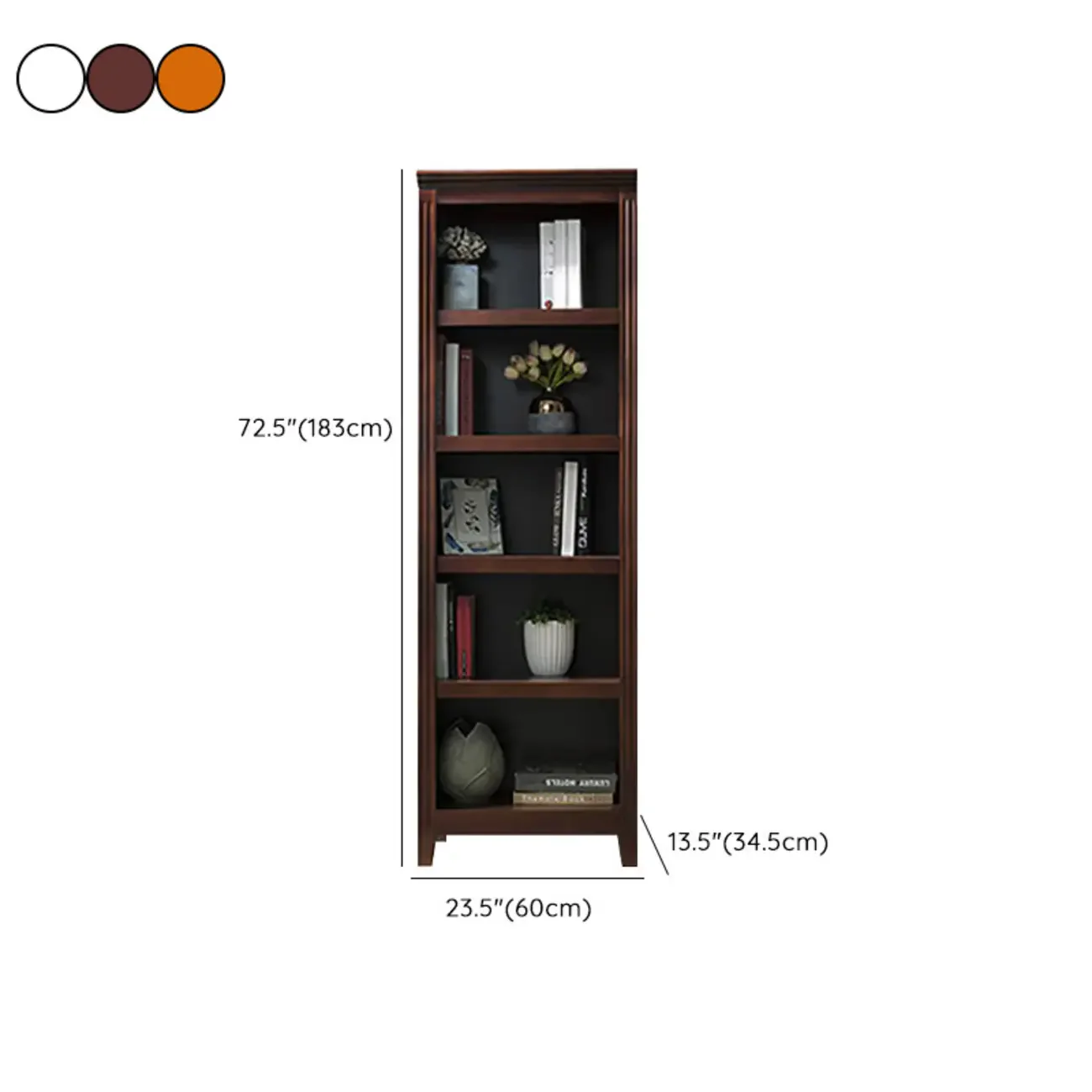 Classic Birch Wood 5-Tier Vertical Barrister Bookcase