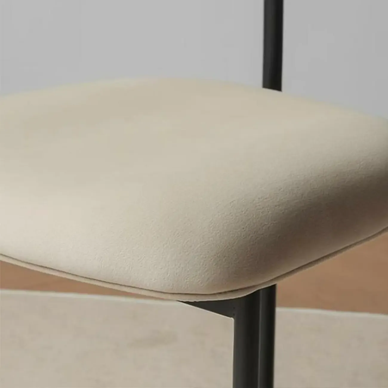 Upholstered Metal Legs Open Back Dining Chair