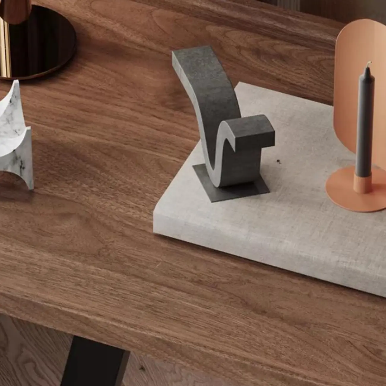 Living Room Brown Wood Top Metal C Shaped Side Table