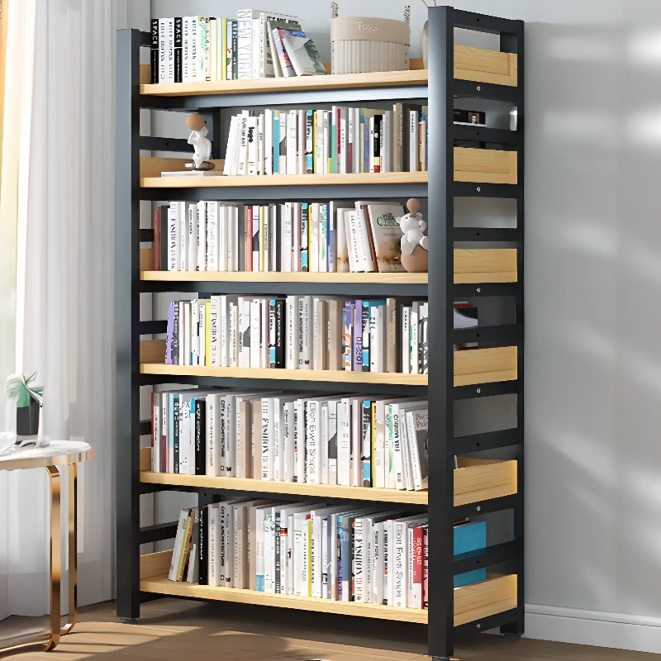 Modish Multi-Layer Open Back Wooden Tall Bookshelves