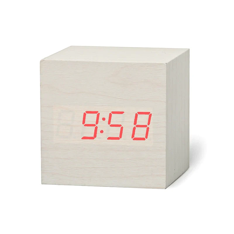 HULIANFU New Qualified Digital Wooden LED Alarm Clock Wood Retro Glow Clock Desktop Table Decor Voice Control Snooze Function Desk Tools - Deanwangkt