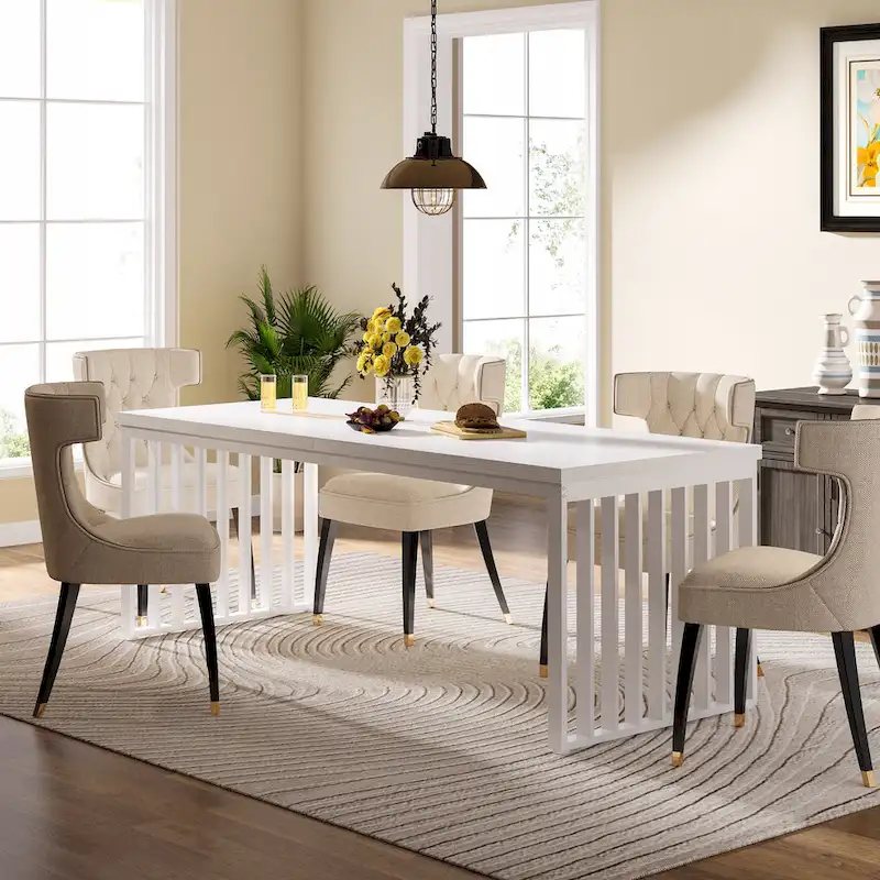 78.74-inch Kitchen Dining Table with Metal Legs