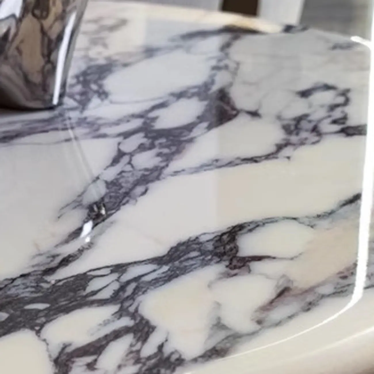 Elegant White Marble Round Wood Coffee Table