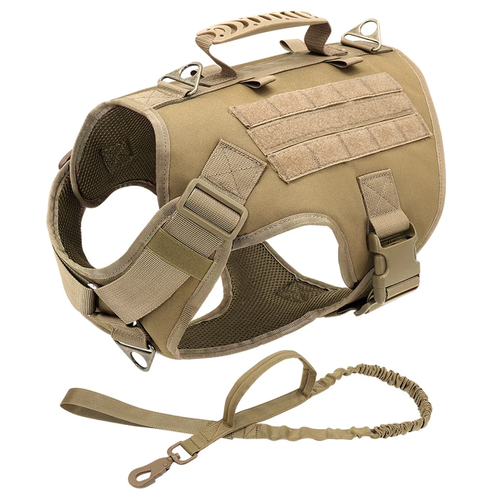 HULIANFU Tactical Dog Harness Pet Military Training Dog Vest German Shepherd Dog Harness Molle Vest For Medium Large Dogs - Deanwangkt
