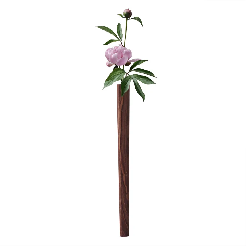 HULIANFU Nordic Handmade Solid Wood Wall Vase Hydroponic Flower Plant Pot Bonsai Glass Bottle Home Bar Restaurant Decor Entrance Ornament - Deanwangkt