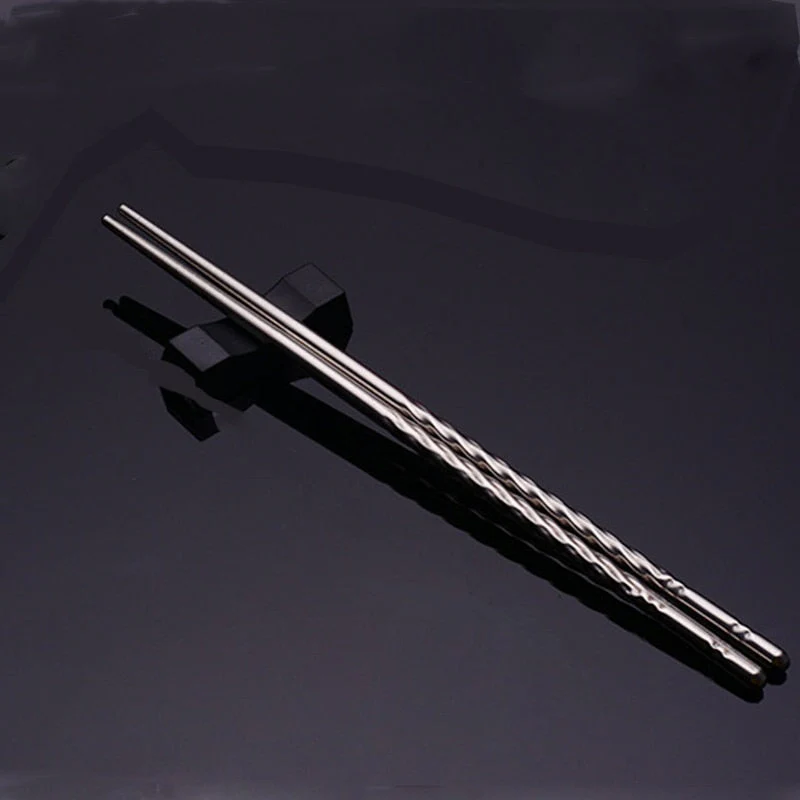 HULIANFU Stainless Steel Chopsticks Tableware Portable Reusable Blue Porcelain Patters Food Sticks Chopsticks Kitchen Dishes for Sushi - Deanwangkt