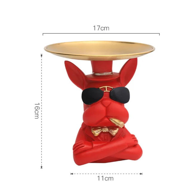 HULIANFU Nordic French Bulldog Sculpture Dog Statue Statue Jewelry Storage Table Decoration Gift Belt Plate Glasses Tray Home Art Statue - Deanwangkt