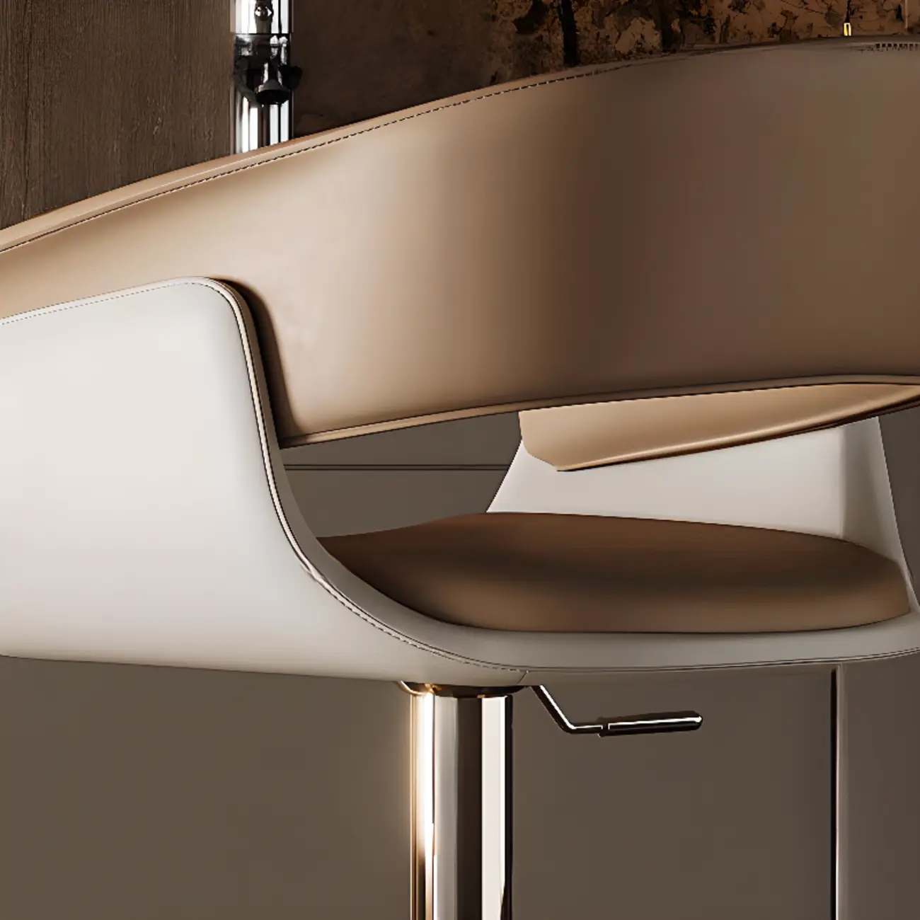 Brown Swivel Genuine Leather Counter Stools with Backs