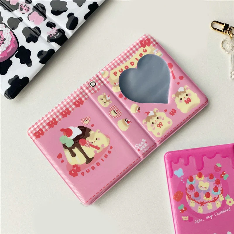 HULIANFU Kawaii Bear photo album 3 Inch Love Heart Hollow Kpop Card Binder Name Card Book Photo Album Card Photocard ID Holder 40 Pockets - Deanwangkt