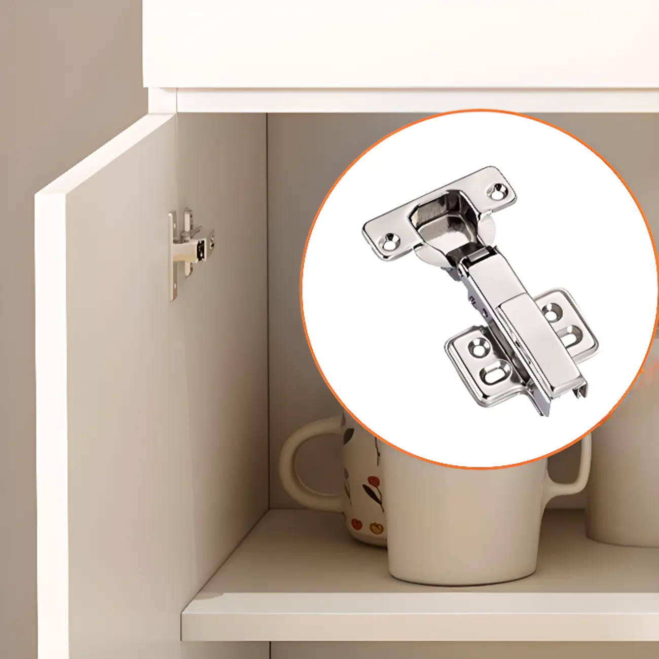 White Wooden Credenza with Drawers and Cabinets