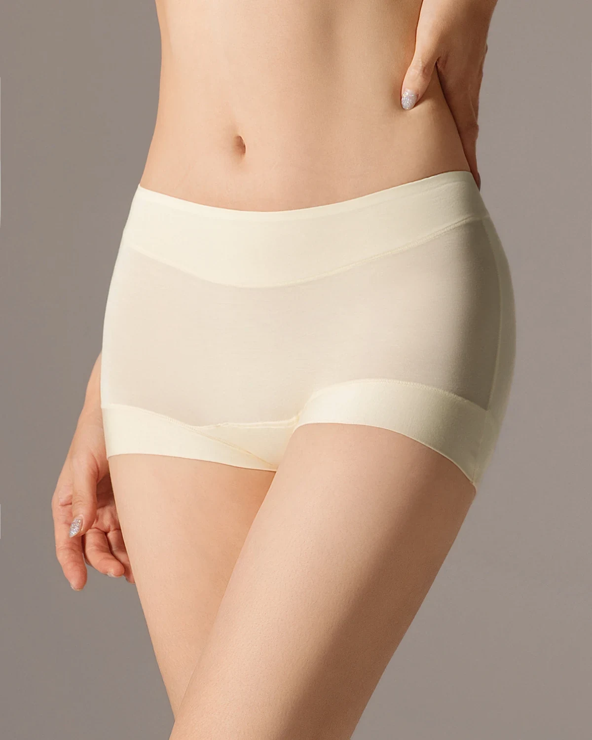 80S Modal Seamless Bare-Feel Full-Coverage Briefs, Comfortable Breathable Cotton Extended-Gusset Women's Panties, 3-Pack