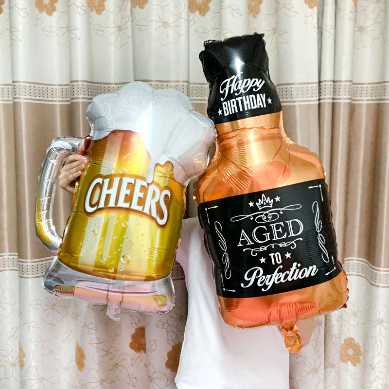 HULIANFU Large Helium Foil Balloon Whisky Beer Balloon Wedding Birthday Party Decorations Adult Kids Baby Ballons Event Party Air Globos - Deanwangkt