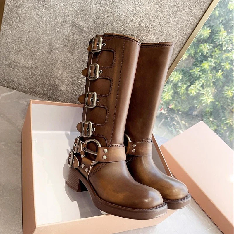 Large Size 42 Motorcycle Boots Women's INS Hot Sale Martins Shoes Platform Combat Botas Women Boots Trend  Goth Cowboy Boot - Deanwangkt