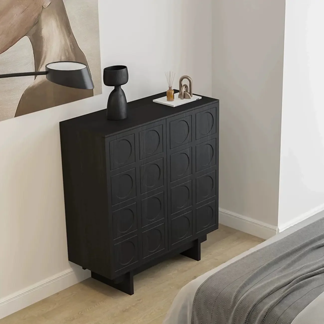 Modern Brown Sideboard with Adjustable Shelves & Cabinets