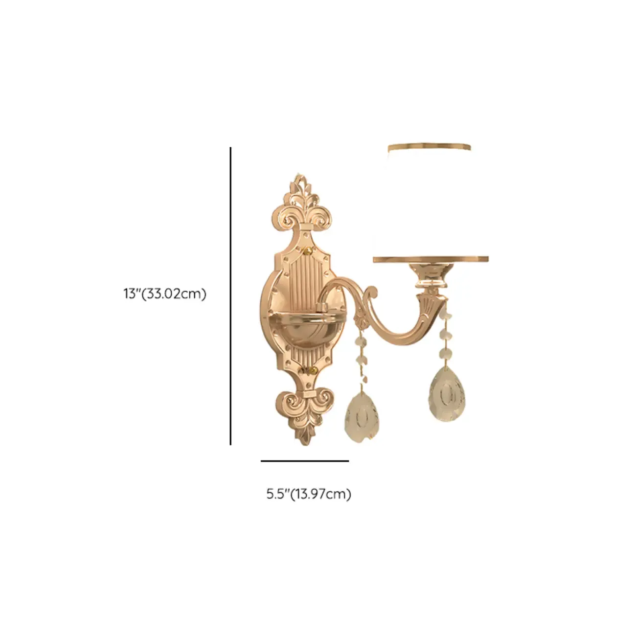 Mini Antique Gold Wall Sconce with Geometric Crystal Shade