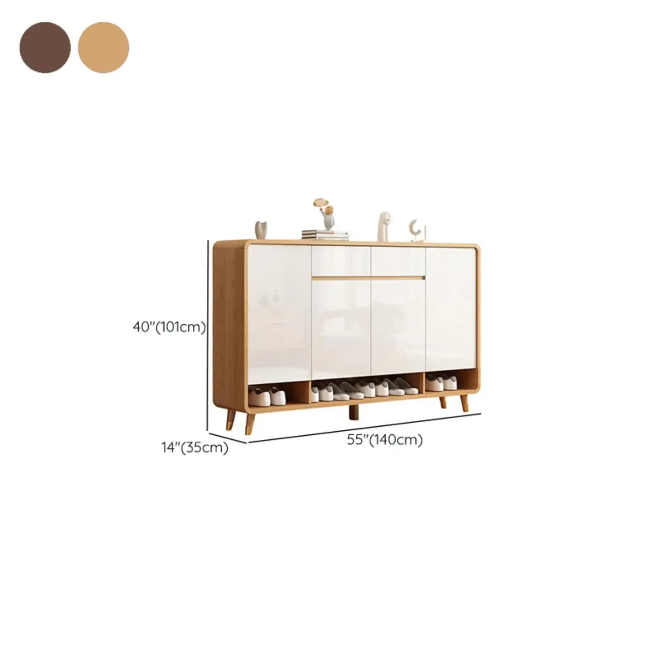 Modern Manufactured White Wood Shoe Cabinet