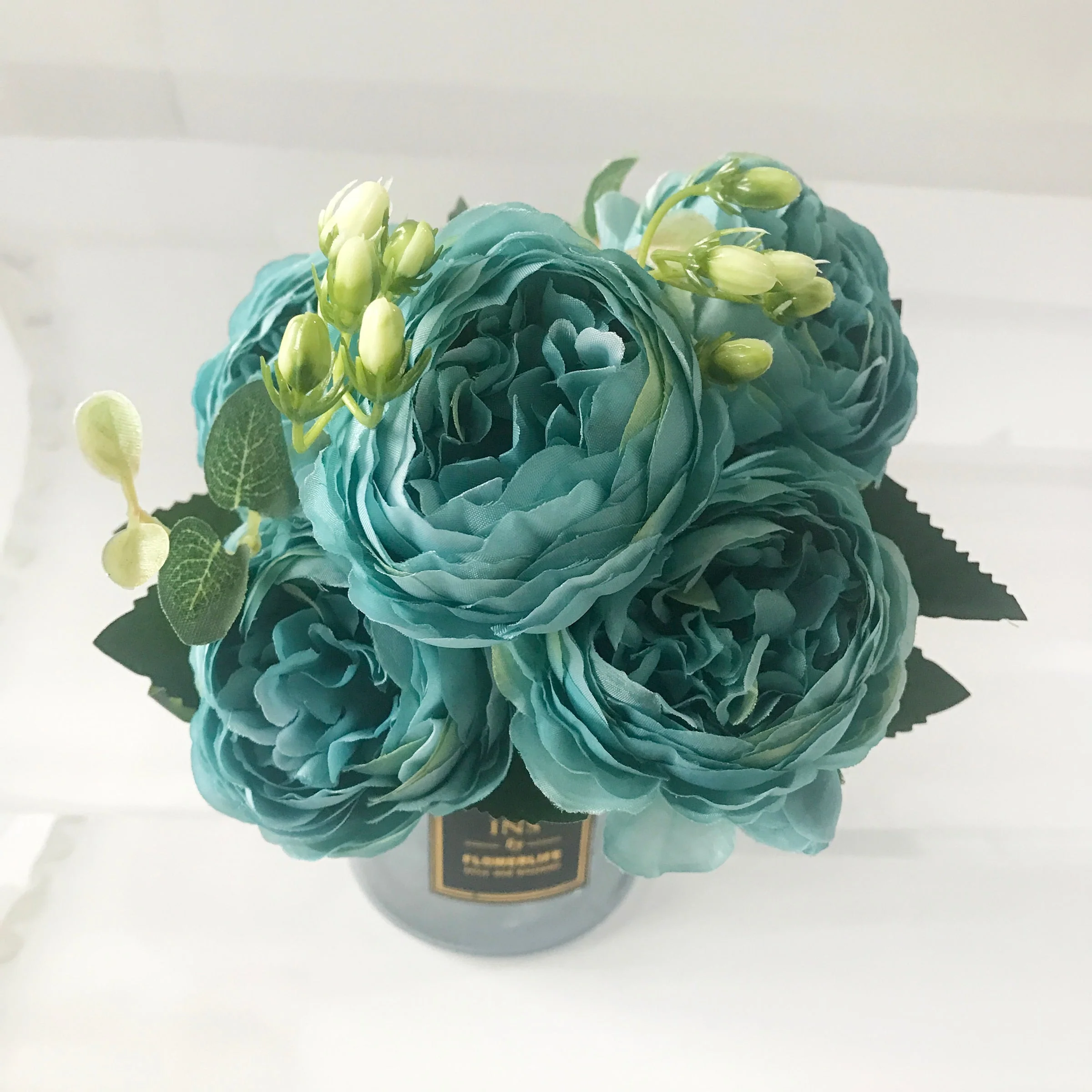 HULIANFU 2026  30cm Rose Pink Silk Peony Artificial Flowers Bouquet 5 Big Head and 4 Bud Cheap Fake Flowers for Home Wedding Decoration indoor - Deanwangkt