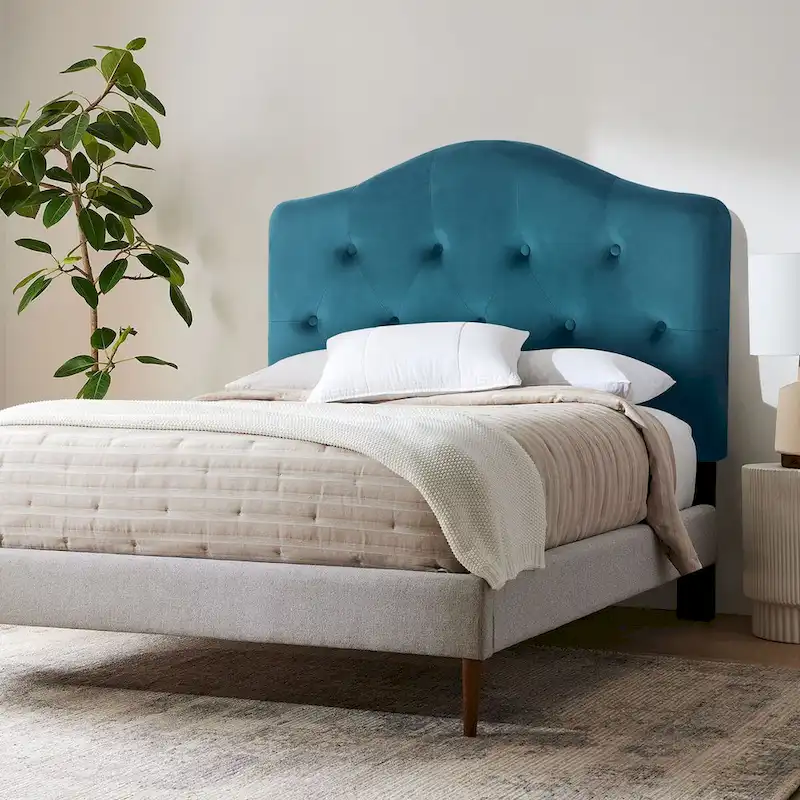 Adeco Camelback Tufted Upholstered Headboard for Twin Bed