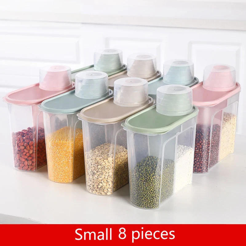 HULIANFU PP Food Storage Box Plastic Clear Container Set with Pour Lids Kitchen Storage Bottles Jars Dried Grains Tank 1.9L-2.5L H1211 - Deanwangkt