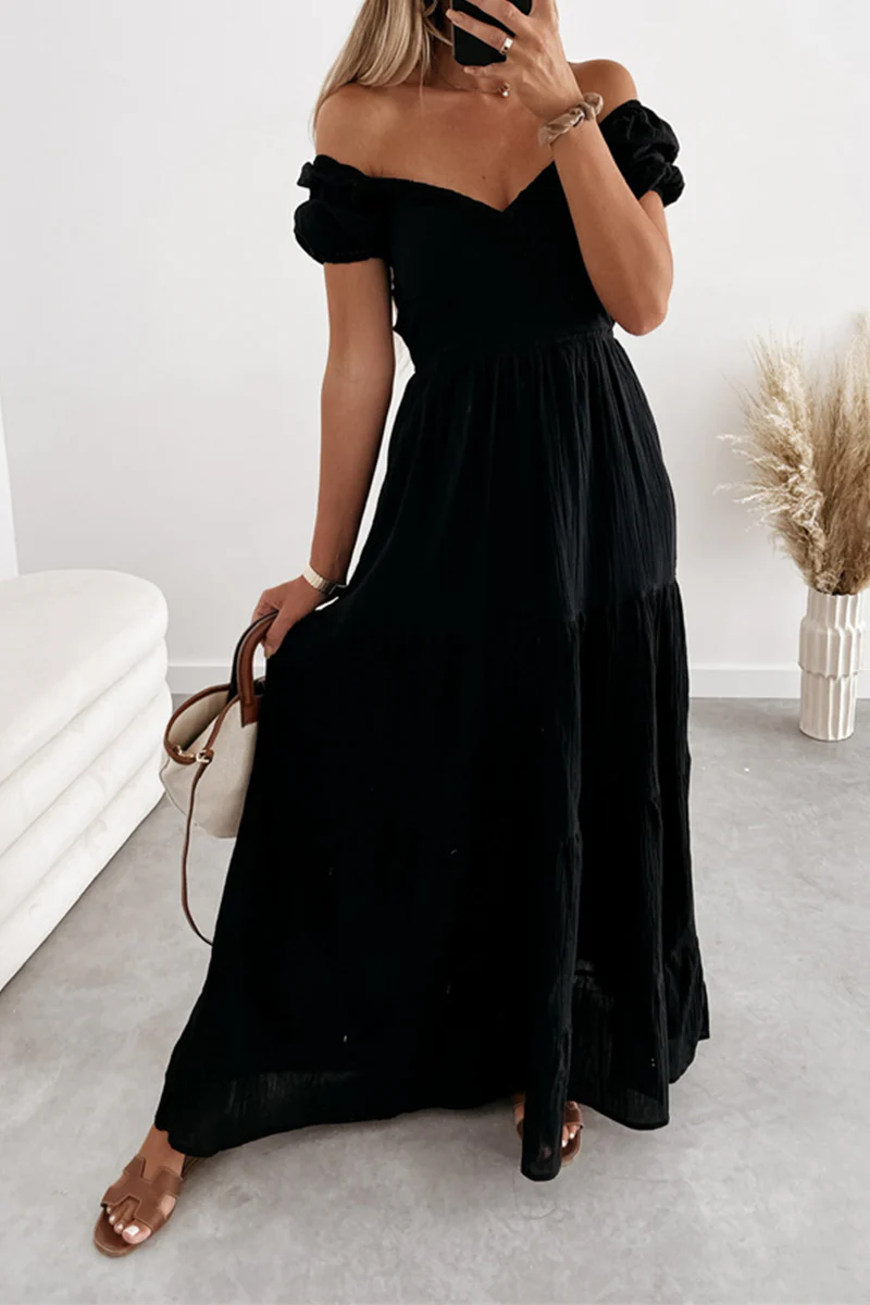 hulianfu Casual Solid Frenulum Backless Strapless Cake Skirt Dresses(3 Colors) - Deanwangkt