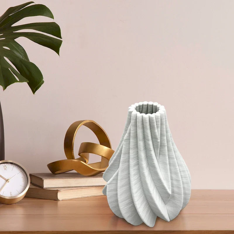 11 Inch Tall Modern White Ceramic Vase