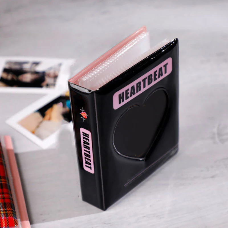 HULIANFU Kpop Card Binder 3inch Photo Album Hollow Love Heart Model Photocard Holder Plaid Album Instax Mini Album For Cards Collect Book - Deanwangkt