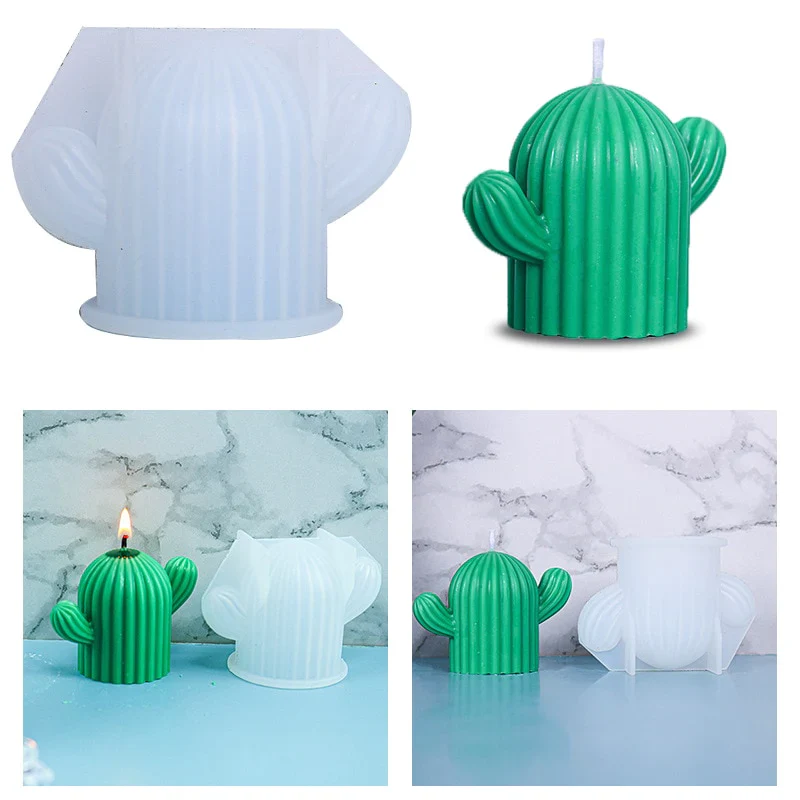 HULIANFU Mini Cactus Shape Candle Silicone Mold Handmade DIY Desktop Decoration Gypsum Epoxy Resin Aromatherapy Candle Silicone Mould - Deanwangkt