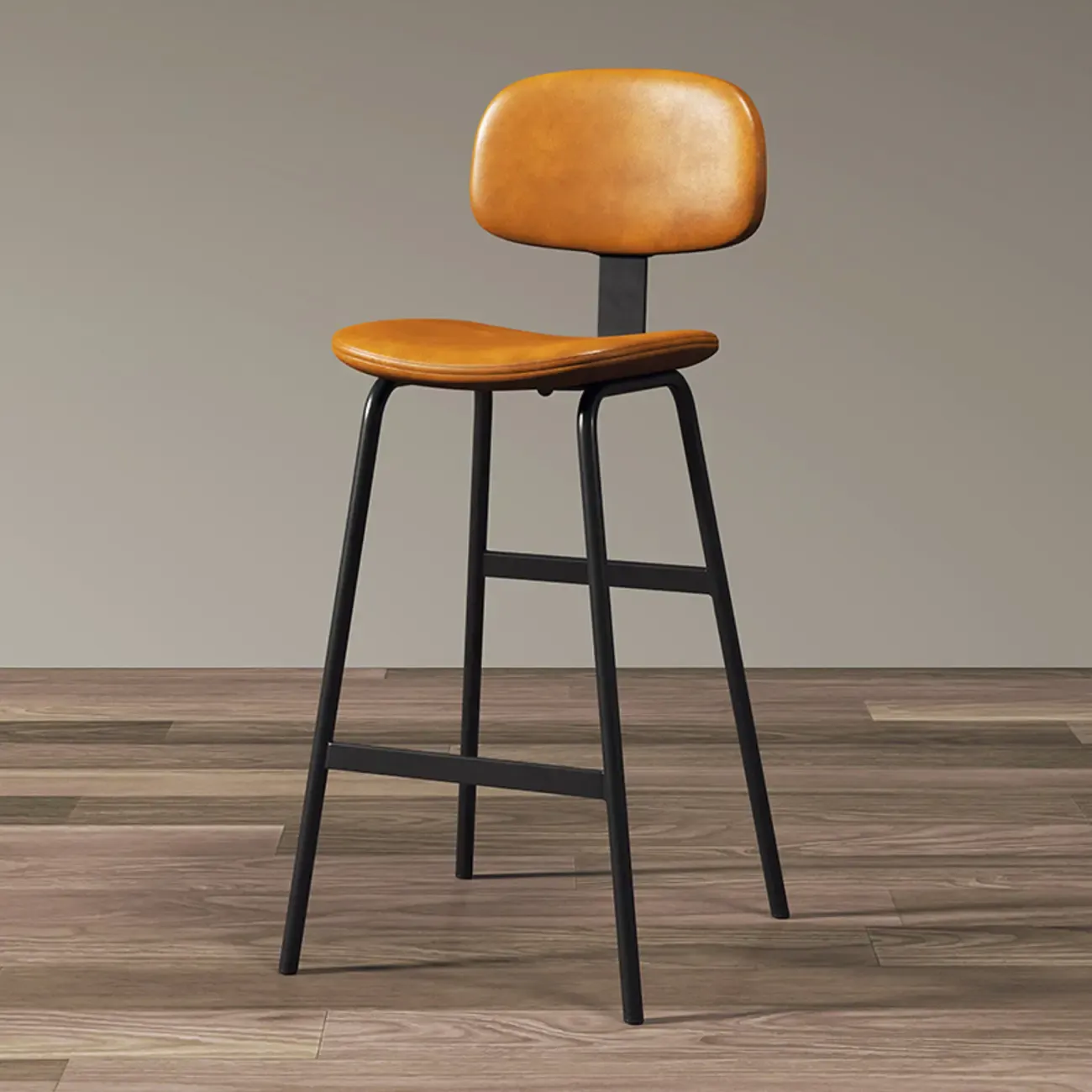 Saddle Faux Leather Counter Stools with Backs
