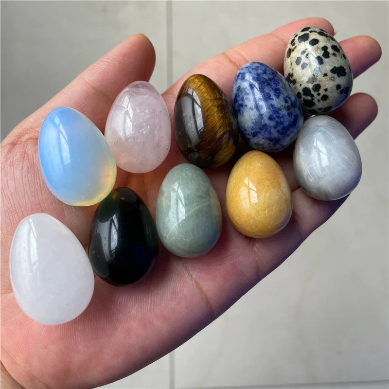 HULIANFU Natural Crystal Stone Egg Polished Agate Quartz Obsidian Minerale Jewelry Transfer Home Decoration Healing Craft DIY Gift Toy - Deanwangkt