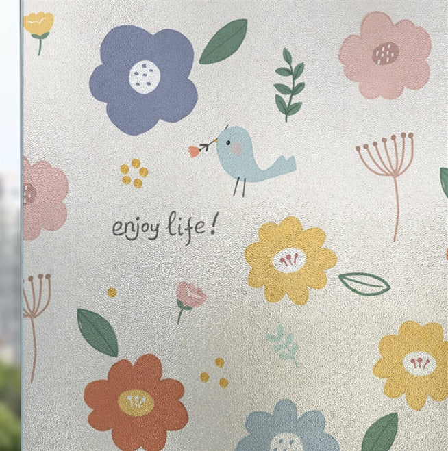 HULIANFU Landscape pastoral pattern window frosted glass sticker opaque toilet anti-lighting bathroom film anti-peep shading window paper - Deanwangkt