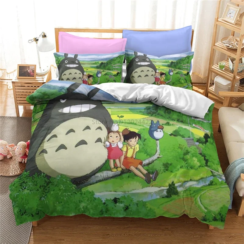 HULIANFU MY NEIGHBOUR TOTORO 3d Printed Bedding Set Duvet Cover Set with Pillowcase Twin Full Queen King Comforter Cover Sets Bedclothes - Deanwangkt
