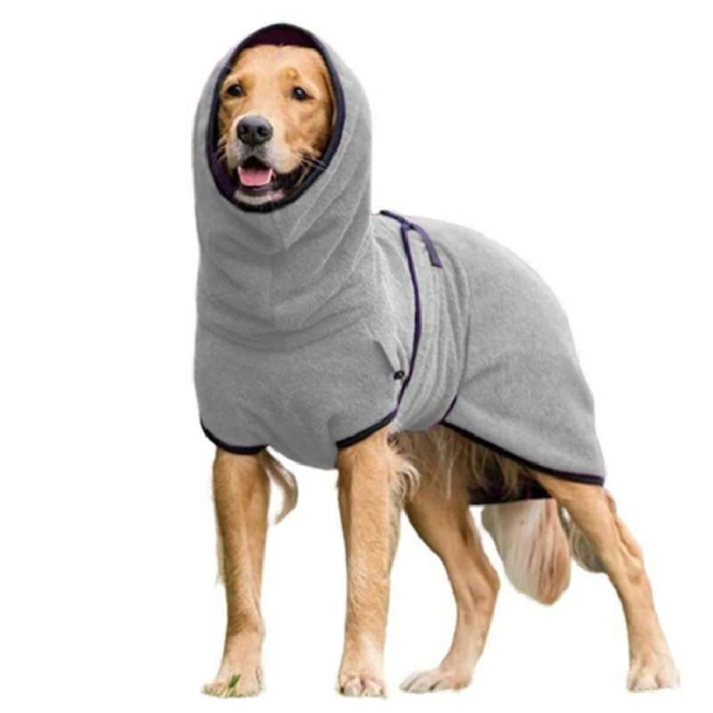 HULIANFU Pet Clothes Dog Towelling Drying Super Absorbent Robe Soft quick drying Polyester Sleepwear Coat Warm Apparel - Deanwangkt