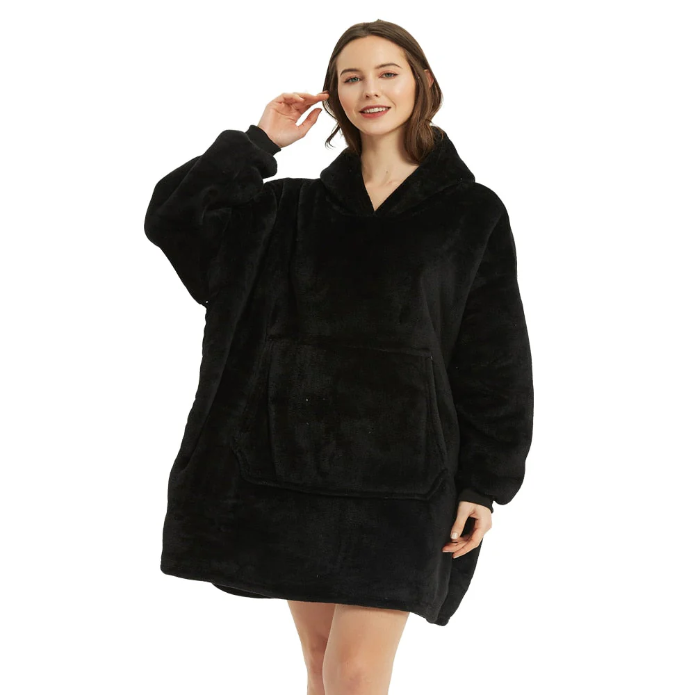 HULIANFU Winter Sherpa Blanket With Sleeves Ultra Plush Fleece Sweatshirt Blanket Hoodie Pink Grey Wine Blue Warm Flannel Hooded Blankets - Deanwangkt