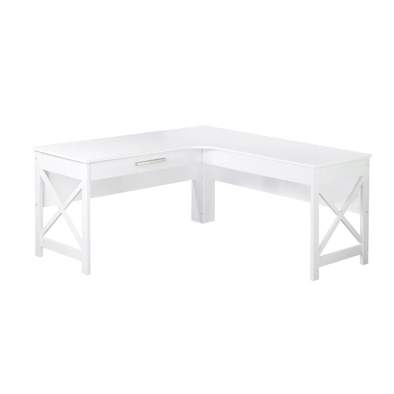 Saint Birch Alaska Modern Farmhouse L-Shaped Desk with Drawer