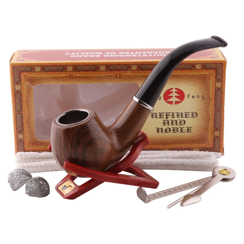 HULIANFU Resin Smoking Tobacco Pipe Set Classic Wooden  Herb Grinder Pipe Smoking Chimney Filter Gift for Smoke Accessories - Deanwangkt