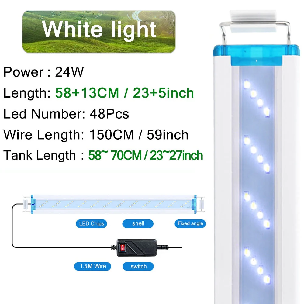 HULIANFU Super Slim LEDs Aquarium Lighting Aquatic Plant Light 18-75CM Extensible Waterproof Clip on Lamp For Fish Tank 90-260V - Deanwangkt