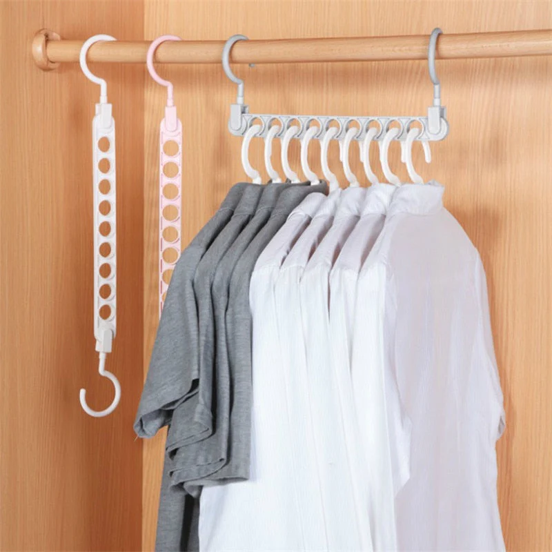 HULIANFU Magic 9-hole Support Circle Clothes Hanger Clothes Drying Rack Multifunction Plastic clothes rack Home Storage Hangers - Deanwangkt