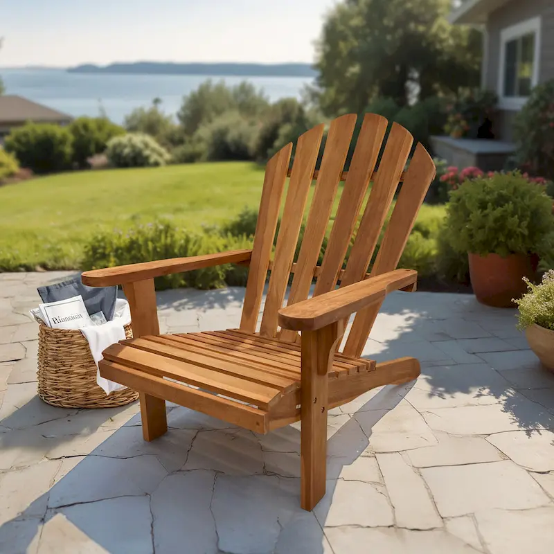 LuXeo Bali Teak Adirondack Chair - 28.5 (W)x33.5 (D)x37 (H)