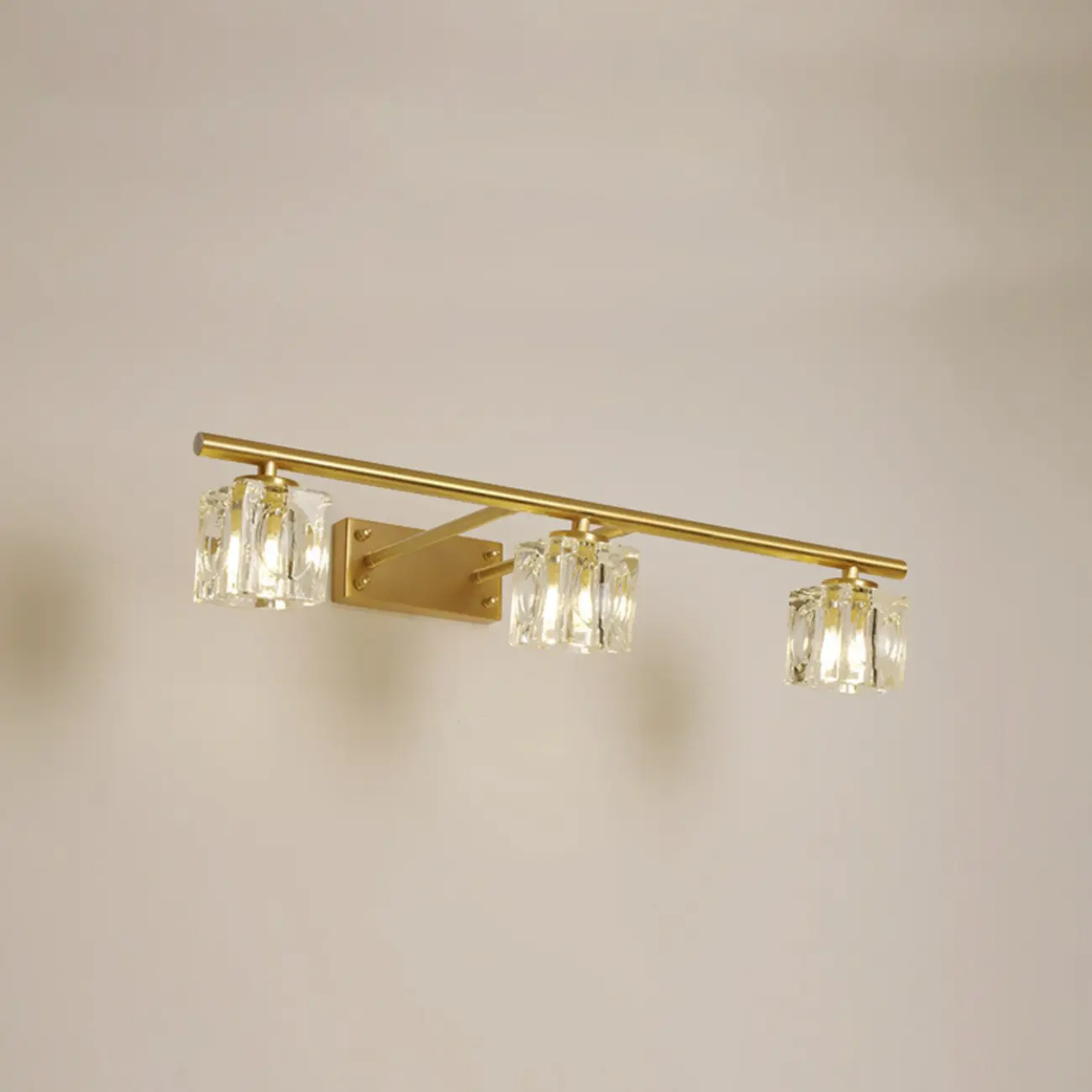 Modern Gold Bathroom Vanity Lights with Clear Crystal Shade