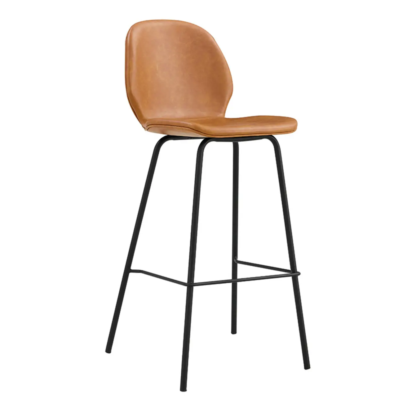 Modern Metal Frame Leather Bar Stool Counter Height