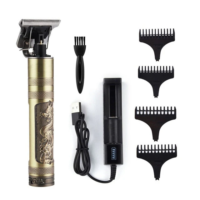 HULIANFU Professional Barber Hair Clipper Rechargeable Electric T-Outliner Finish Cutting Machine Beard Trimmer Shaver Cordless Corded - Deanwangkt