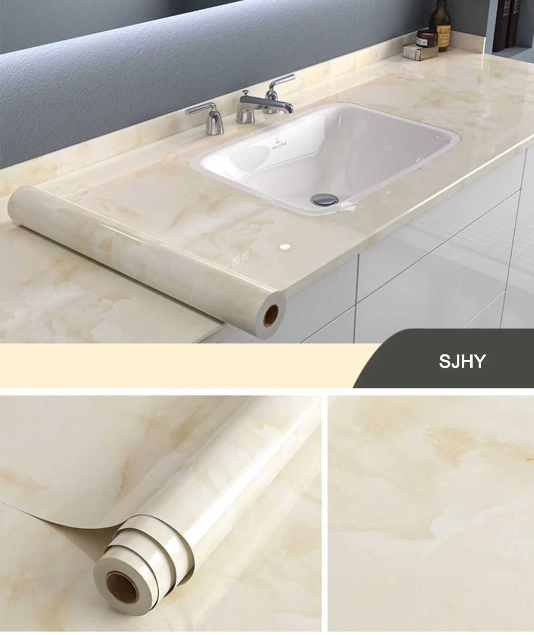 HULIANFU 2026  Kitchen Oil-proof Transparent Film Thick Self Adhesive Waterproof Countertop Furniture Marble Wallpaper Bathroom Decor Stickers - Deanwangkt